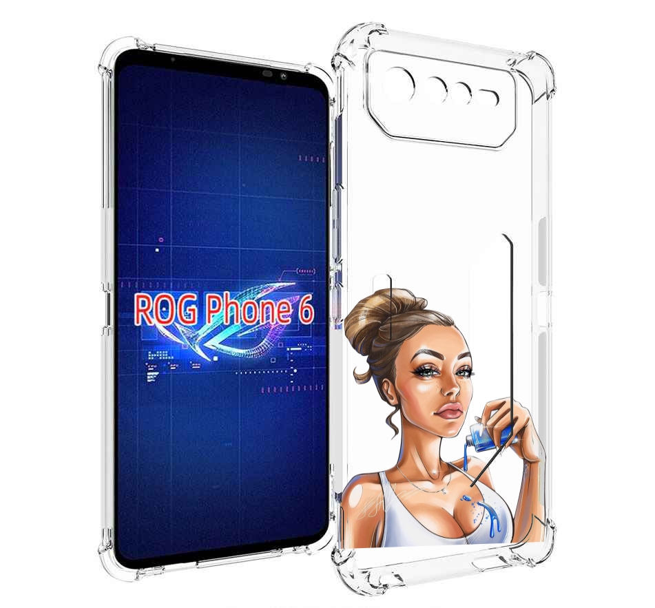 

Чехол MyPads девушка-пролила-краску женский для Asus ROG Phone 6, Прозрачный, Tocco