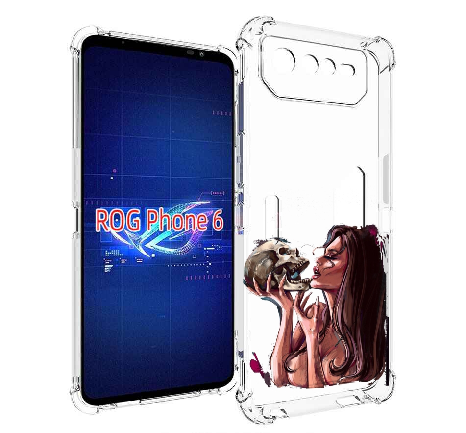

Чехол MyPads девушка-модель-с-черепом для Asus ROG Phone 6, Прозрачный, Tocco