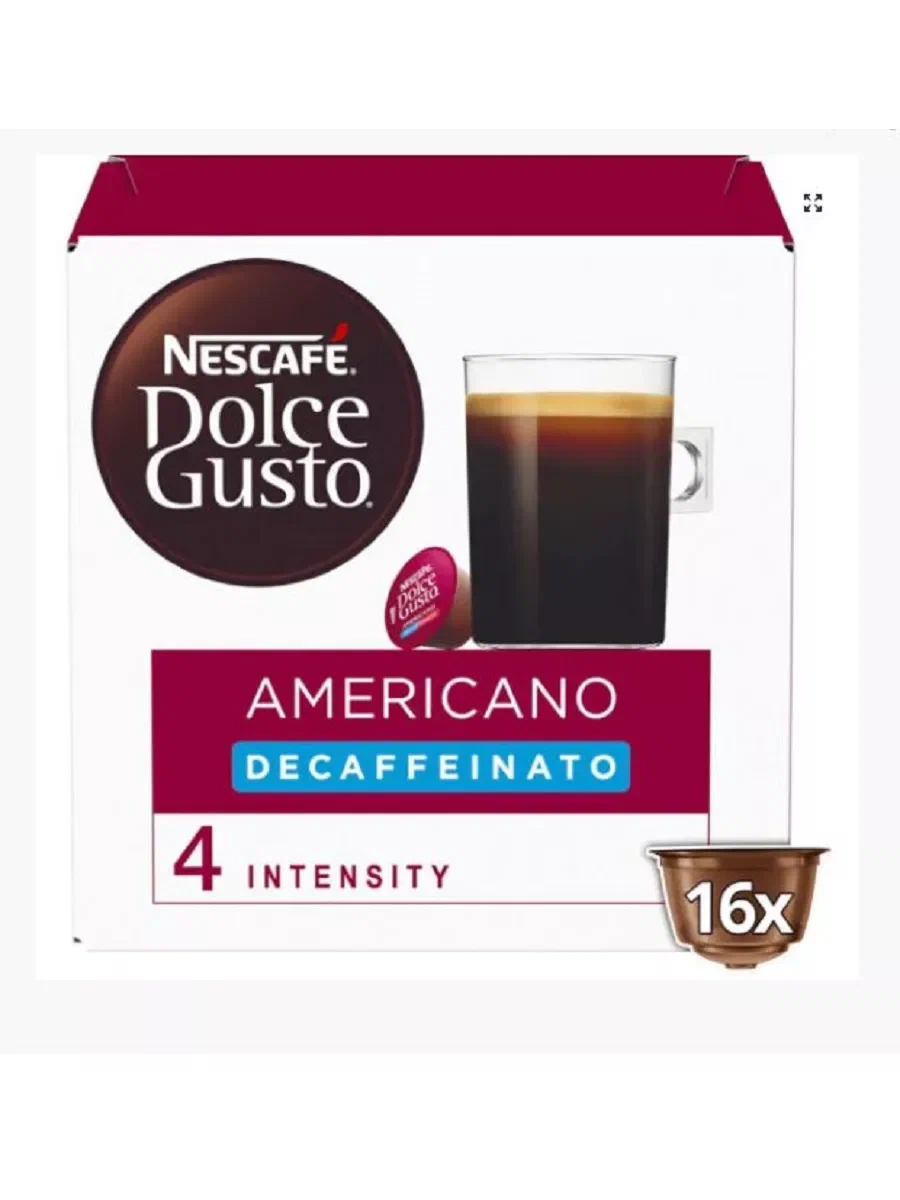 Кофе в капсулах Nescafe Dolce Gusto Americano Decaffeinato без кофеина, 16 капсул