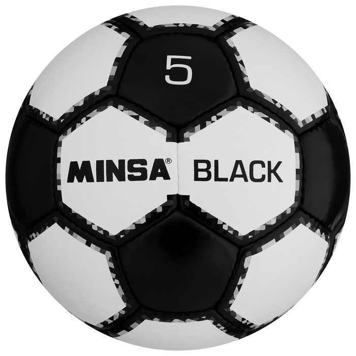 

Мяч футбольный MINSA Black, PU, ручная сшивка, размер 5, Черный;белый