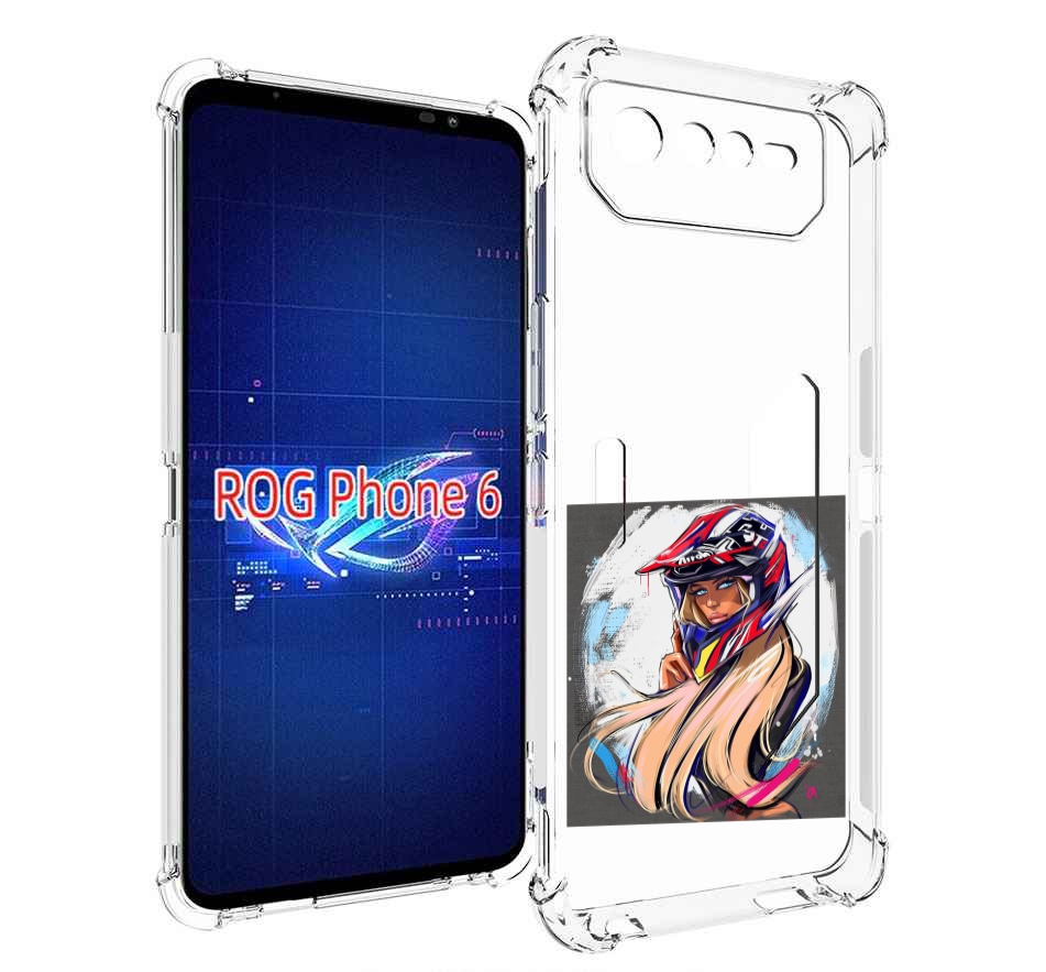 

Чехол MyPads девушка-в-шлеме для Asus ROG Phone 6, Прозрачный, Tocco