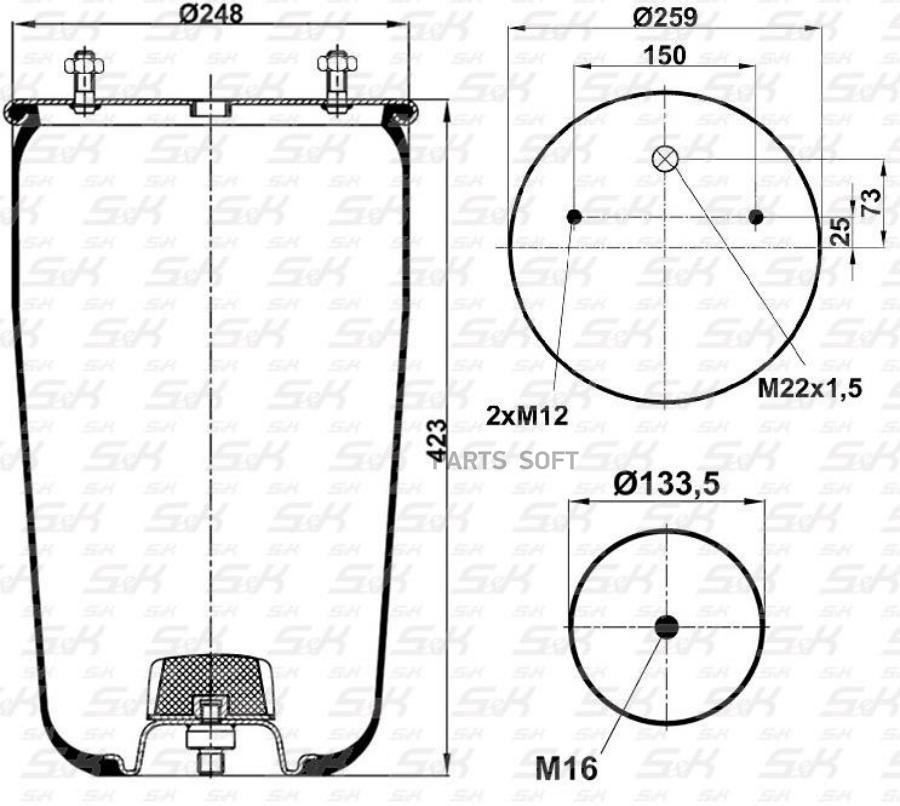 

S&K Подушка пневматическая SK940P01, SK940P01