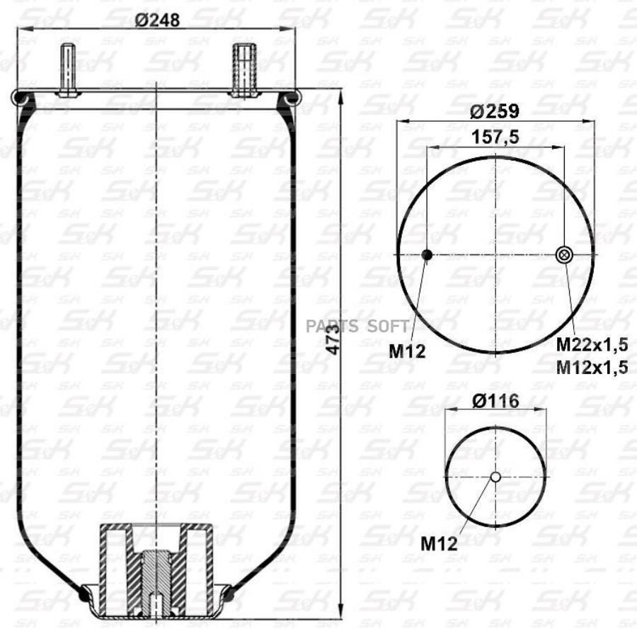 S&K Подушка пневматическая SK9002A3P01