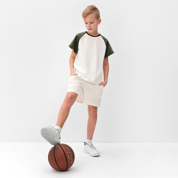 Костюм повседневный детский MINAKU Basic Line KIDS, экрю оливковый, 128