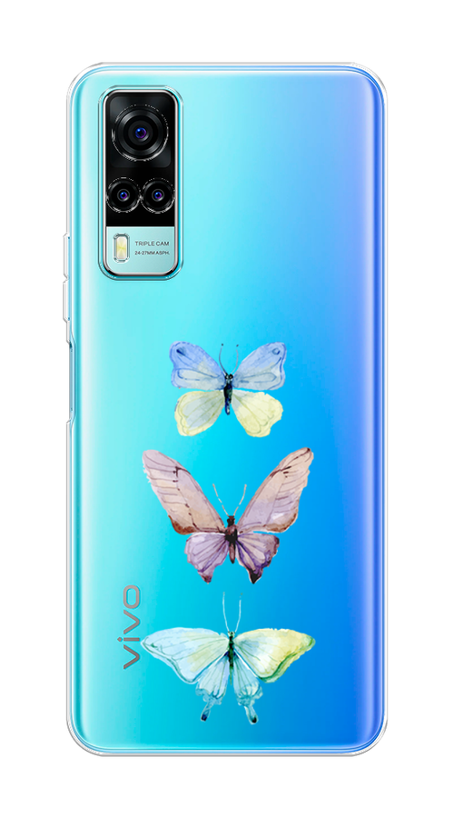 

Чехол на Vivo Y31/Y53s 4G "Акварельные бабочки", Бирюзовый;розовый, 263750-1