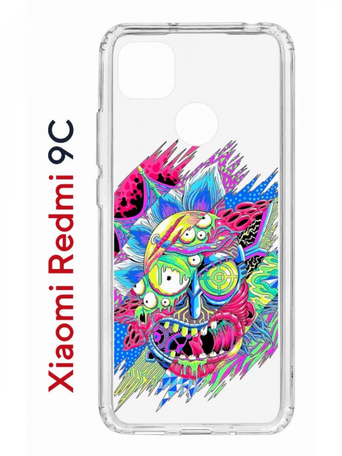 Чехол на Redmi 9C Kruche Print Многоликий Рик,противоударный бампер с защитой камеры