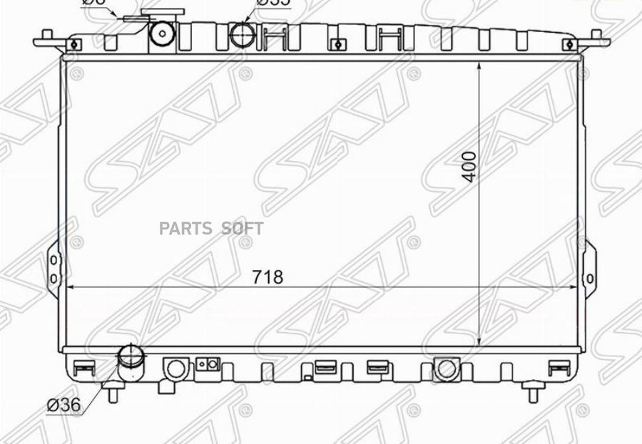 

SAT Радиатор HYUNDAI SONATA TAGAZ 2.0/2.4/2.5/2.7 /HYUNDAI XG 2.5 98-трубчатый