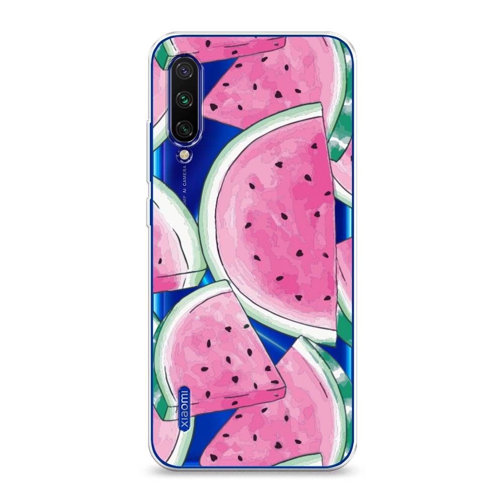 фото Силиконовый чехол "акварельные арбузы" на xiaomi mi a3 awog