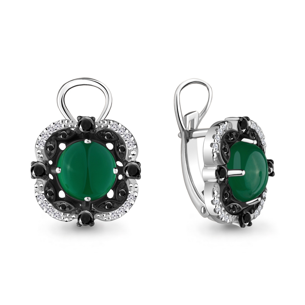 

Серьги из серебра с агатом Aquamarine 4474309Ч_925_р, 4474309Ч_925_р