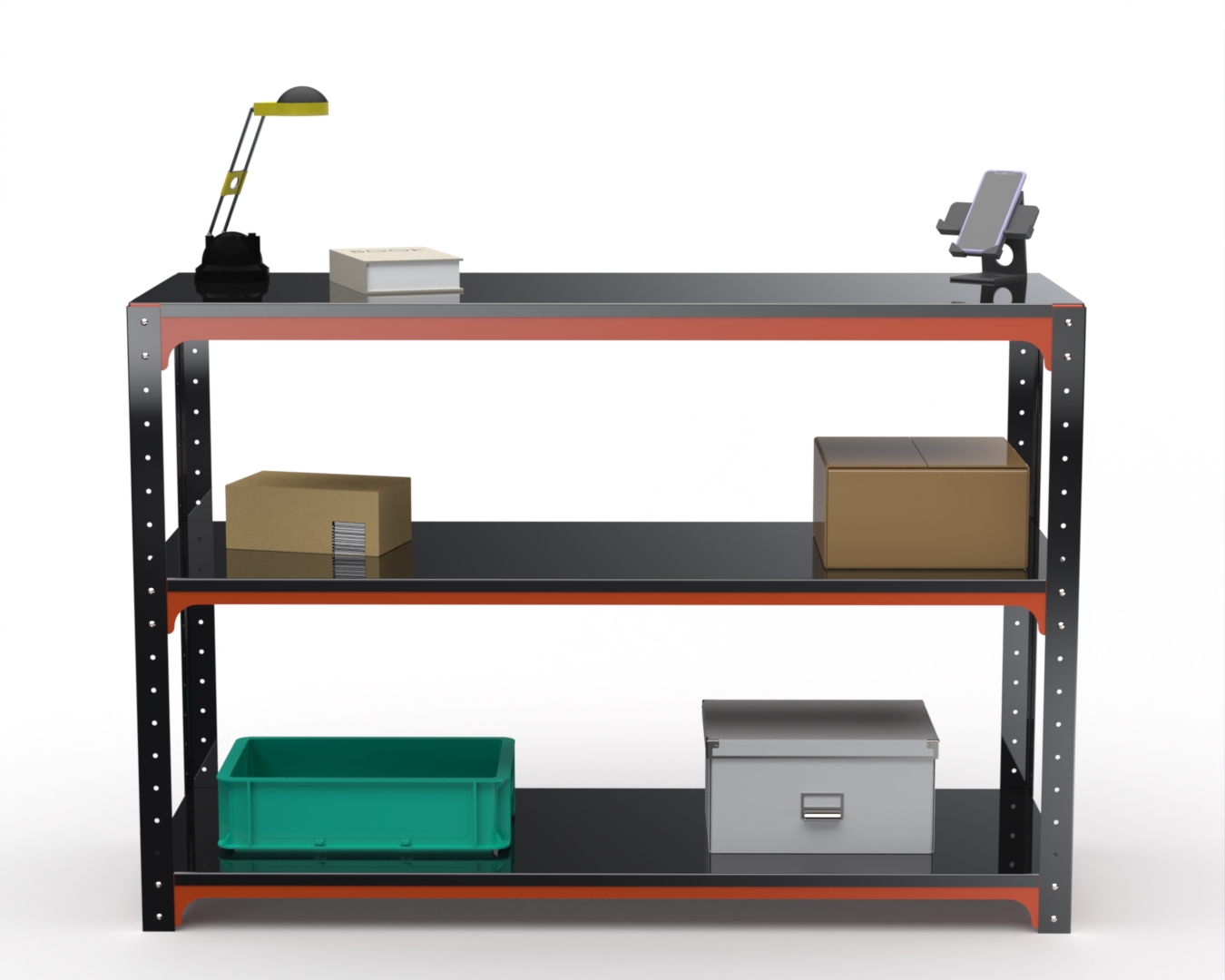

Стол-верстак Metalex 204517 KIT 950х1600х600 с двумя полками, оранжево-чёрный