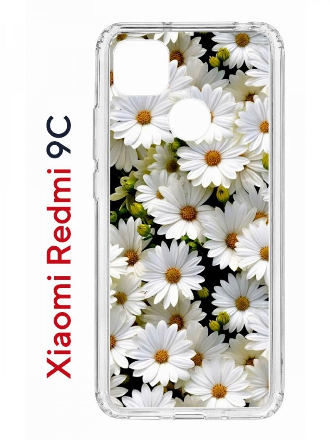 

Чехол на Redmi 9C с принтом Kruche Print Ромашки,противоударный бампер с защитой камеры, Прозрачный;белый;зеленый;желтый, Ксиоми Редми 9с