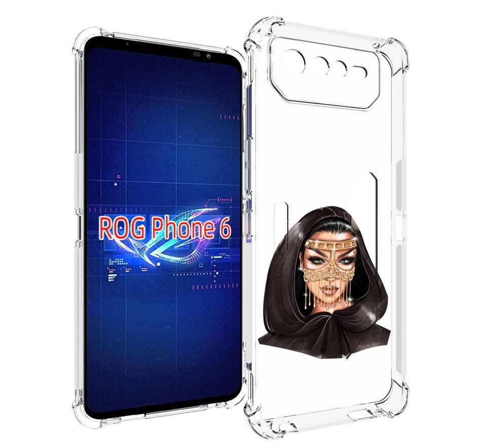 

Чехол MyPads девушка-в-золотой-маске для Asus ROG Phone 6, Прозрачный, Tocco