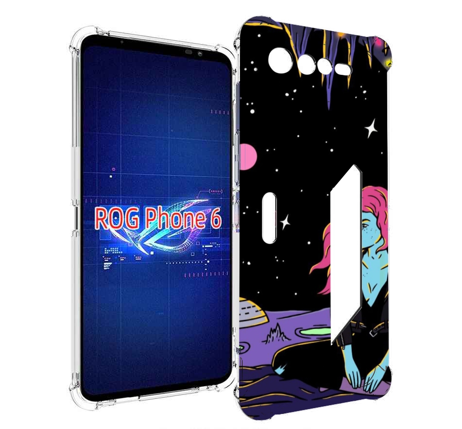 

Чехол MyPads девушка с красными волосами в космосе женский для Asus ROG Phone 6, Прозрачный, Tocco