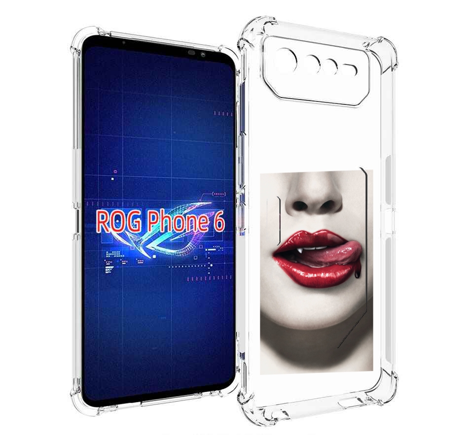 

Чехол MyPads губы-вампирши для Asus ROG Phone 6, Прозрачный, Tocco