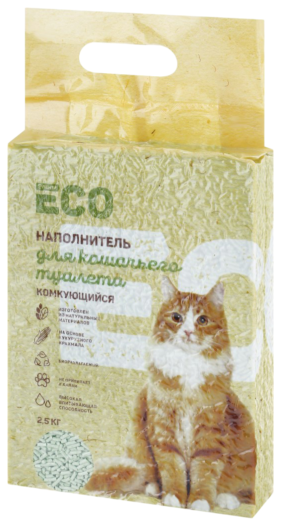 фото Комкующийся наполнитель для кошек лента eco кукурузный, 2,6 кг