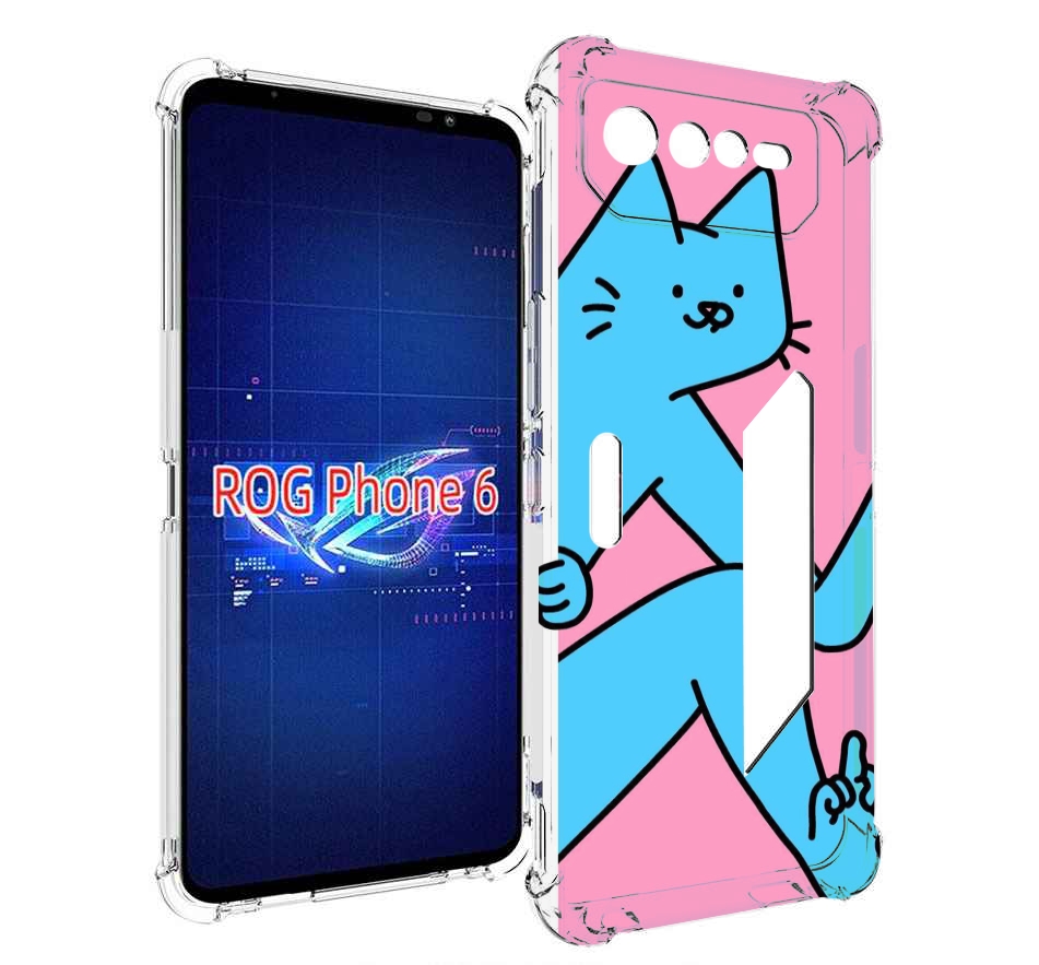 

Чехол MyPads голубой кот в дверце для Asus ROG Phone 6, Прозрачный, Tocco