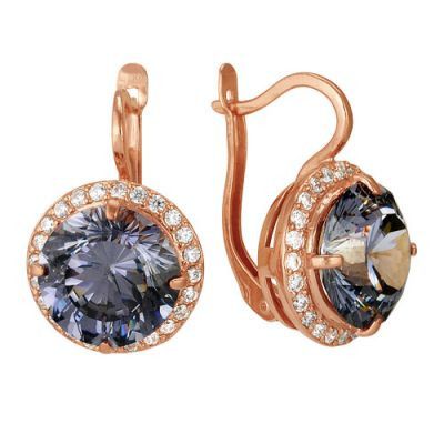 

Серебряные серьги с крупным фианитом золочение Б3382349-9, Б3382349-9