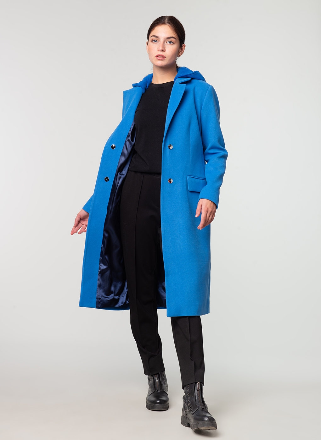 Пальто женское Каляев 61758 синее 42 RU