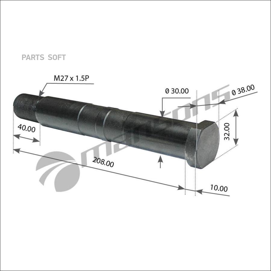 900.520 болт рессоры с гайкой M30/M27x1.5x169/218 SW32 Gigant