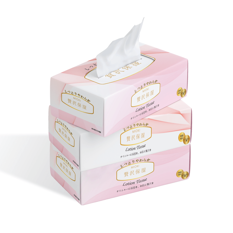 фото Салфетки бумажные mioki lotion tissue, 250 шт. х 3 уп.