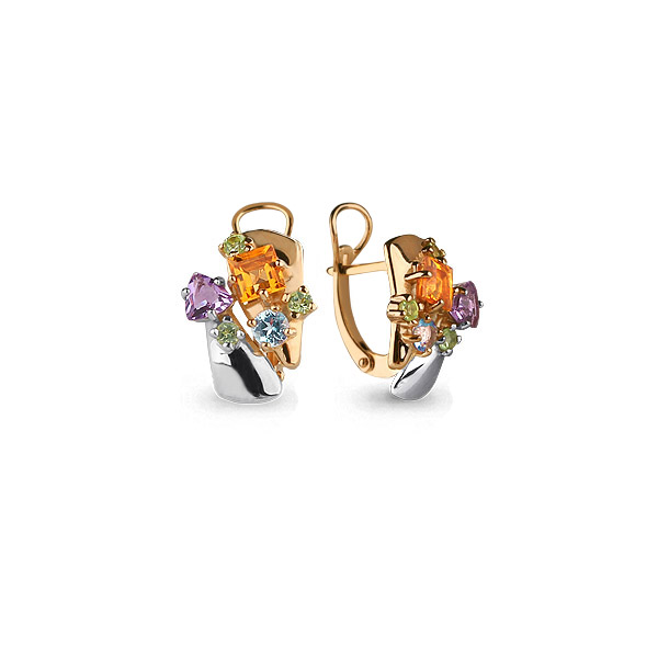 

Серьги из серебра с топазом/фианитом Aquamarine 4474105А_925_р, 4474105А_925_р