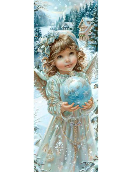 

Алмазная мозаика на подрамнике Новогодний ангел, 100x35 см, 50 цветов, 86694, ПНА-049
