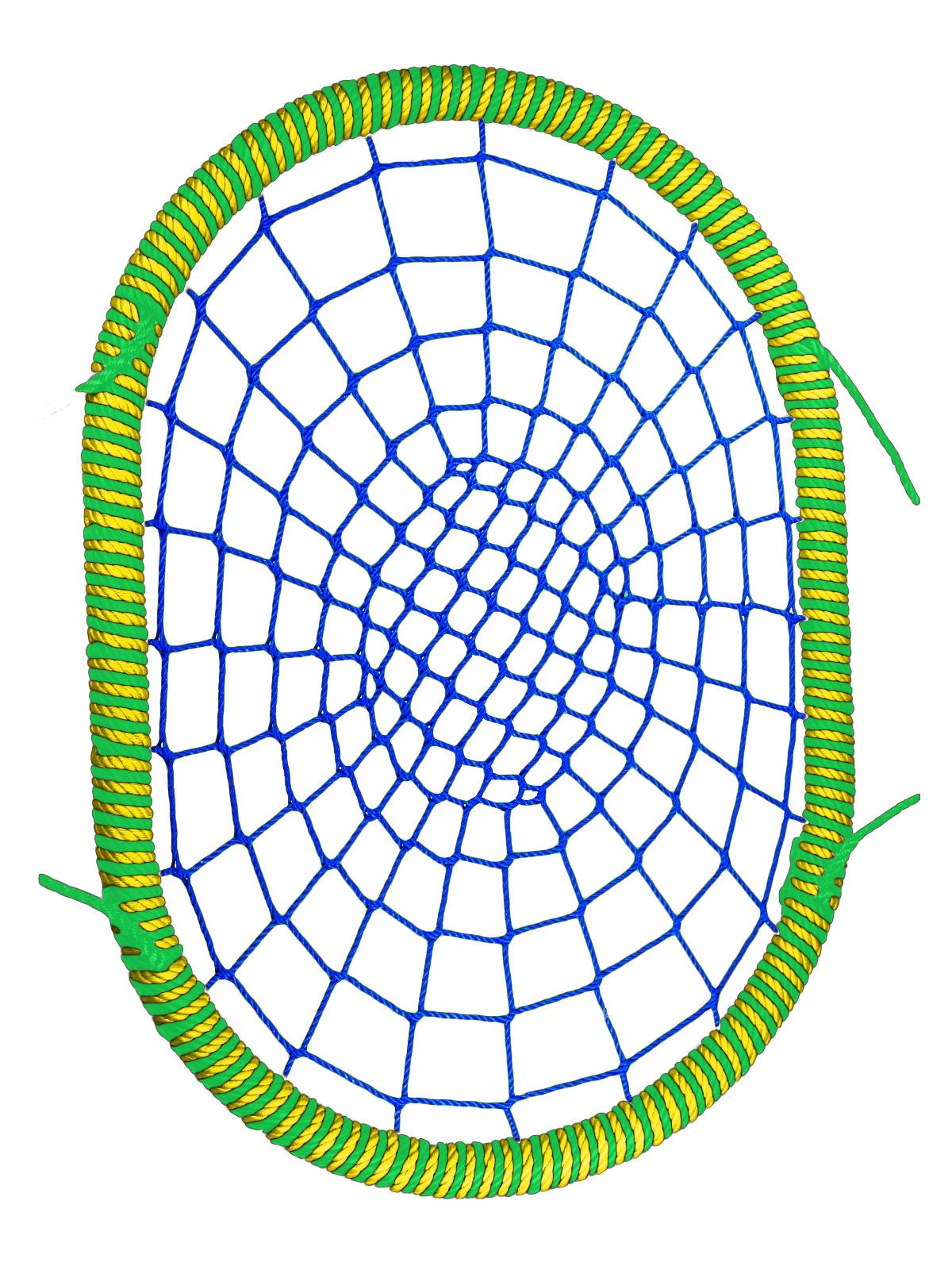 

Качели-гнездо JINN 140x100 см зеленый, синий, желтый, 100 х 140 овал 72 обод 16 и 8 канат подшипники