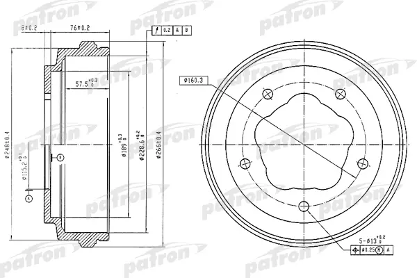 

Тормозной барабан PATRON PDR1062