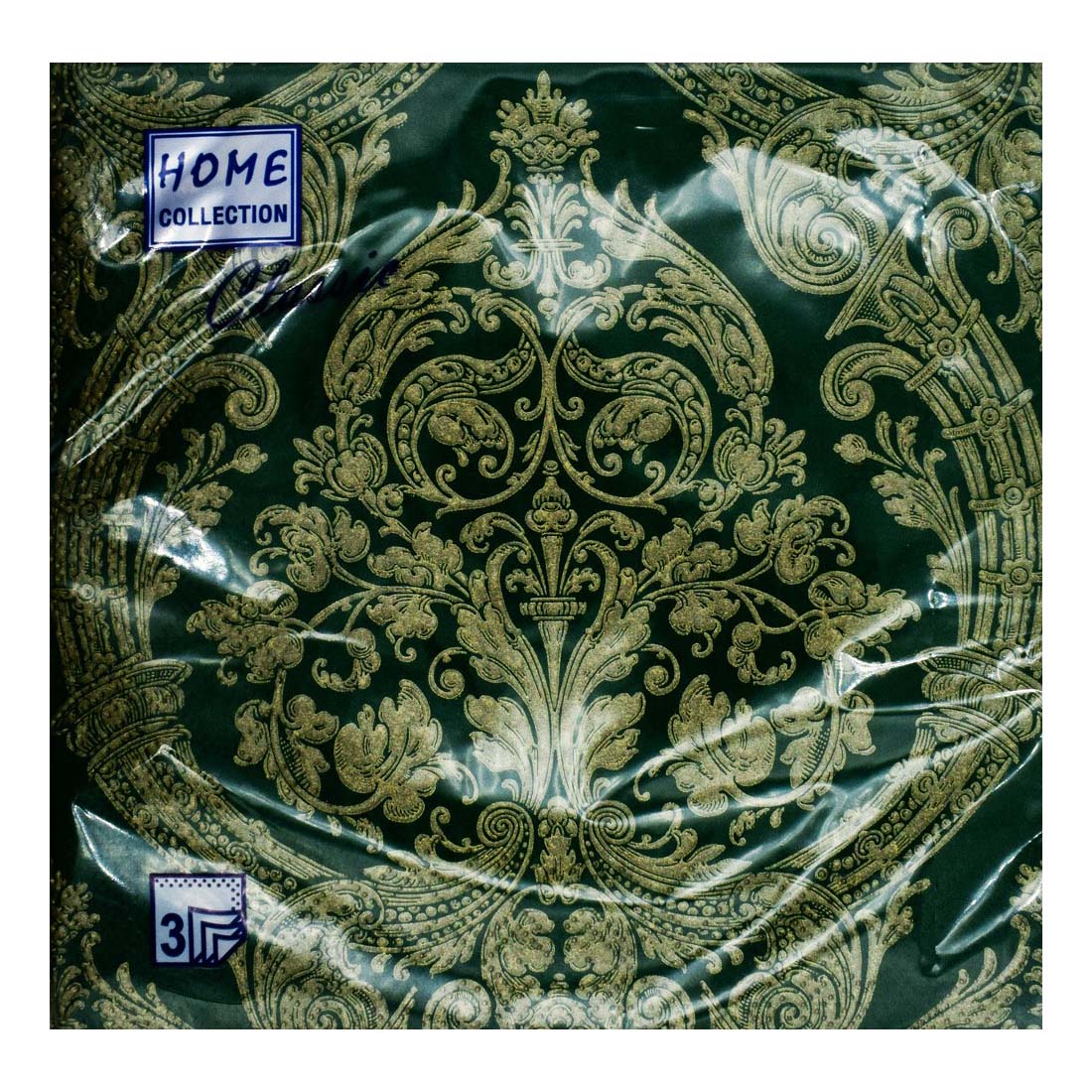 фото Салфетки bouquet home collection classic royal золото на зеленом 33 х 33 см 20 шт