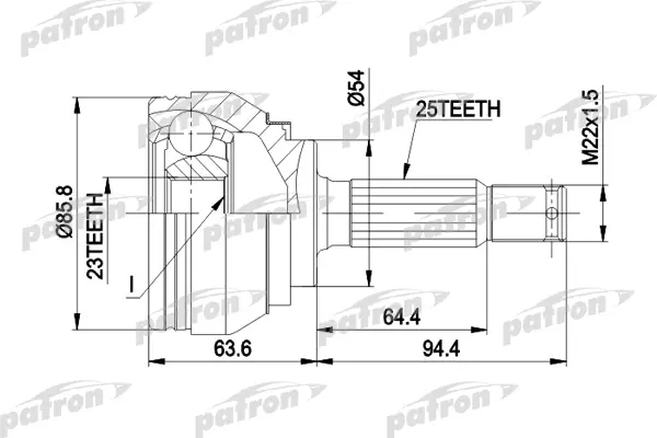 

ШРУС наружн к-кт 25x54x23 MITSUBISHI: GALANT V 92 - 96, SPACE WAGON 91 - 98 PATRON PCV1404