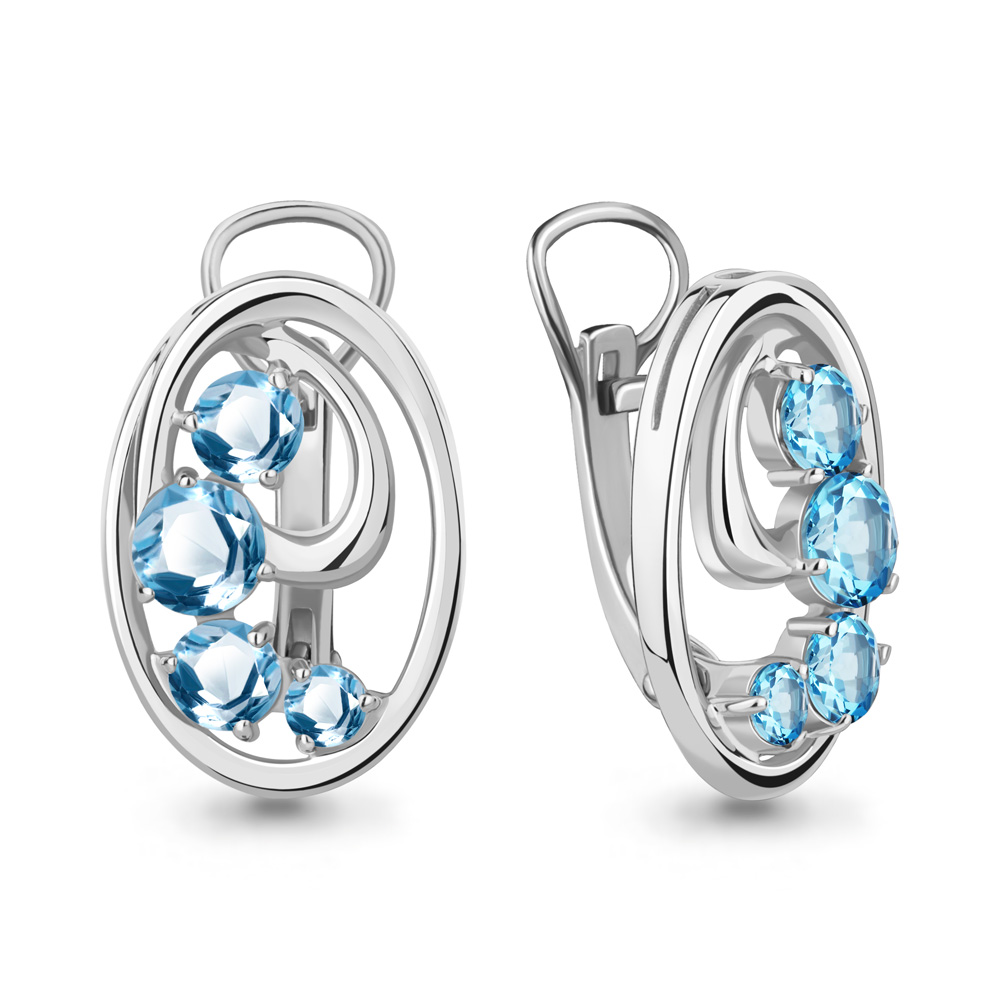 

Серьги из серебра с топазом/фианитом Aquamarine 4473805А_925_р, 4473805А_925_р