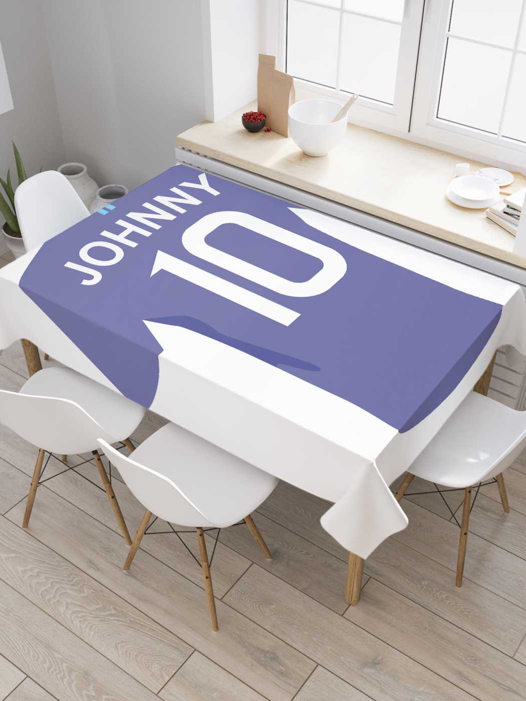 фото Скатерть прямоугольная joyarty "футболка джонни 10" из оксфорда, 180x145 см