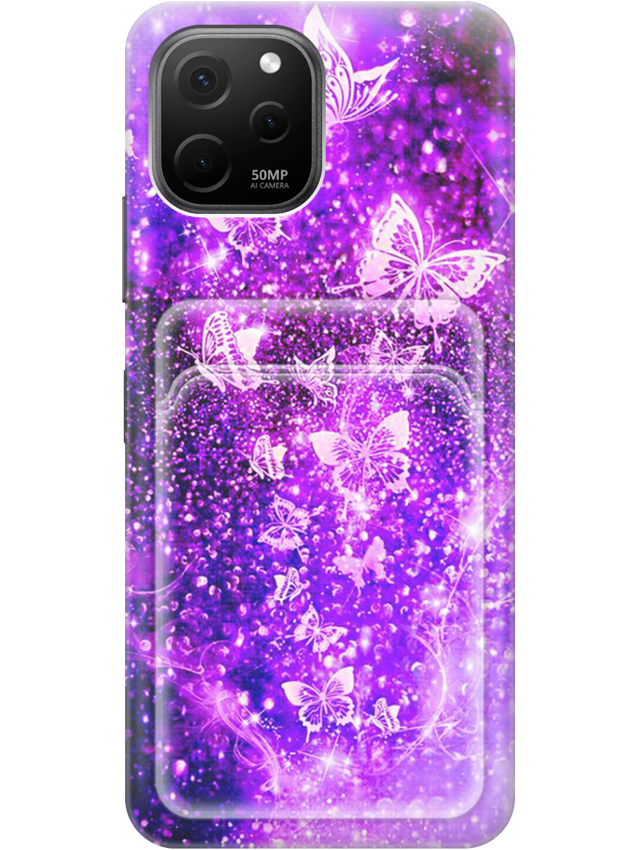 

Силиконовый чехол на Huawei nova Y61 с рисунком "Фиолетовые бабочки", Фиолетовый;черный, 20011985