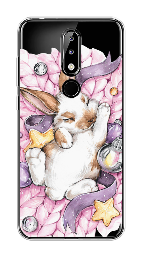 

Чехол на Nokia 5.1 Plus (X5) "Кролик спит", Розовый;белый, 121950-5