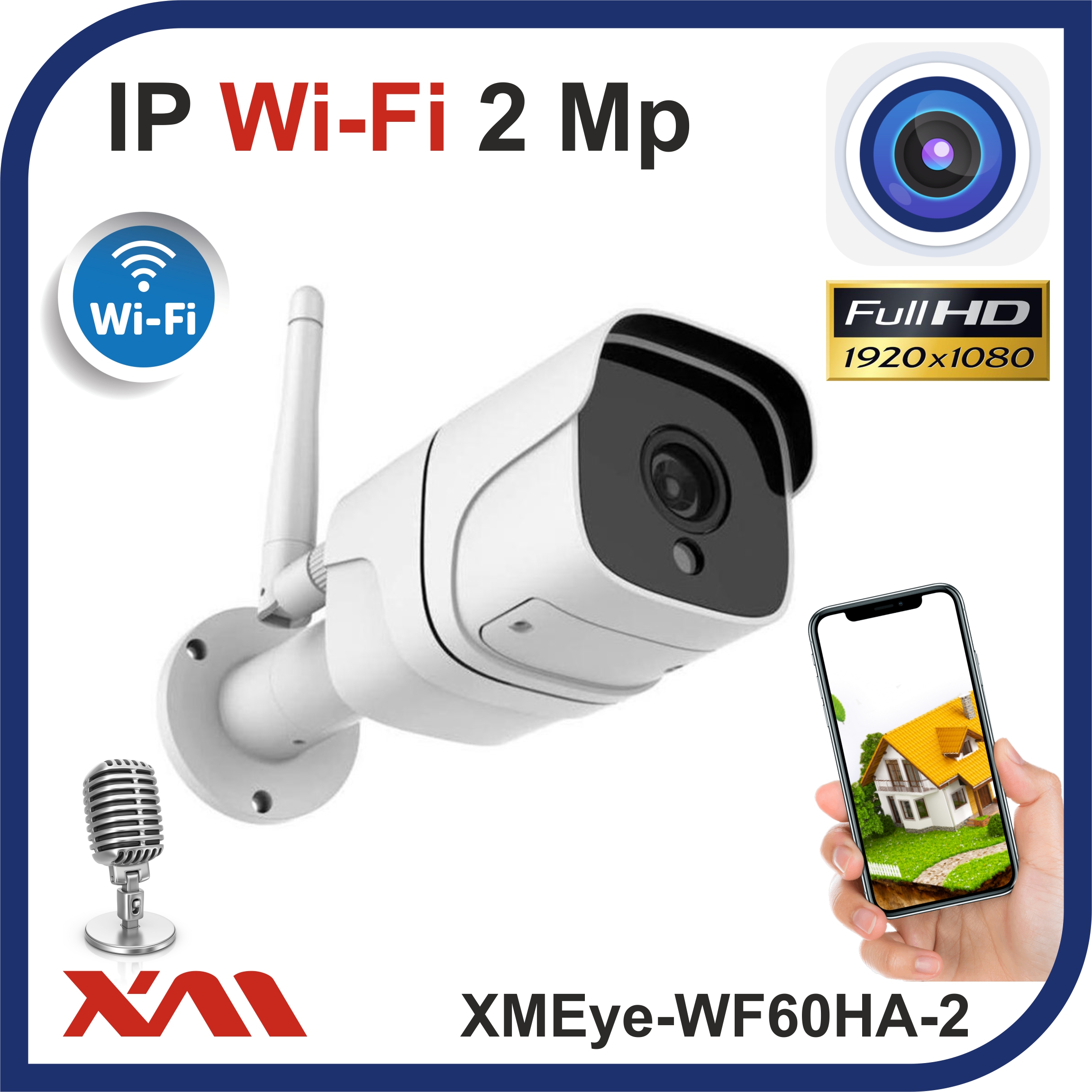 

Камера видеонаблюдения уличная IP Wi-Fi FULL HD 1080P XMEye-WF60HA-2 (3.6 мм) Цвет: Белый, XMEye-WF60HA-2