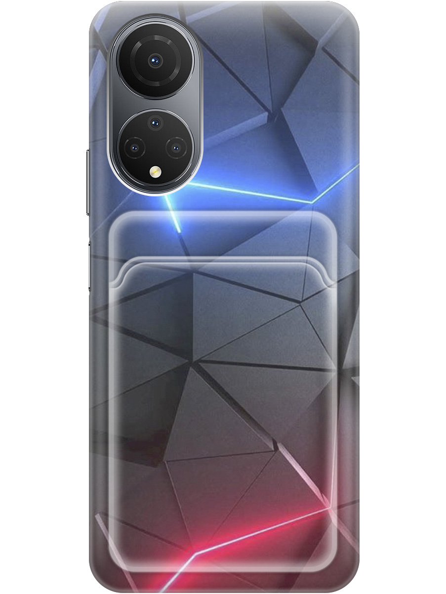 

Силиконовый чехол на Honor X7 с рисунком "Графитовые грани", Серый;синий, 20011983