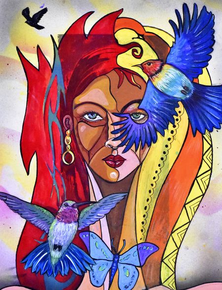 

Алмазная мозаика на подрамнике Девушка и птицы арт, 40x30 см, 30 цветов, 58140, ПРА-127