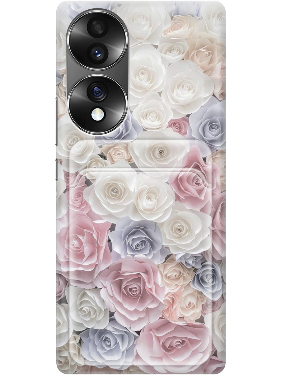

Силиконовый чехол на Honor 70 с рисунком "Пастельные розы", Белый;розовый;серый, 20011981