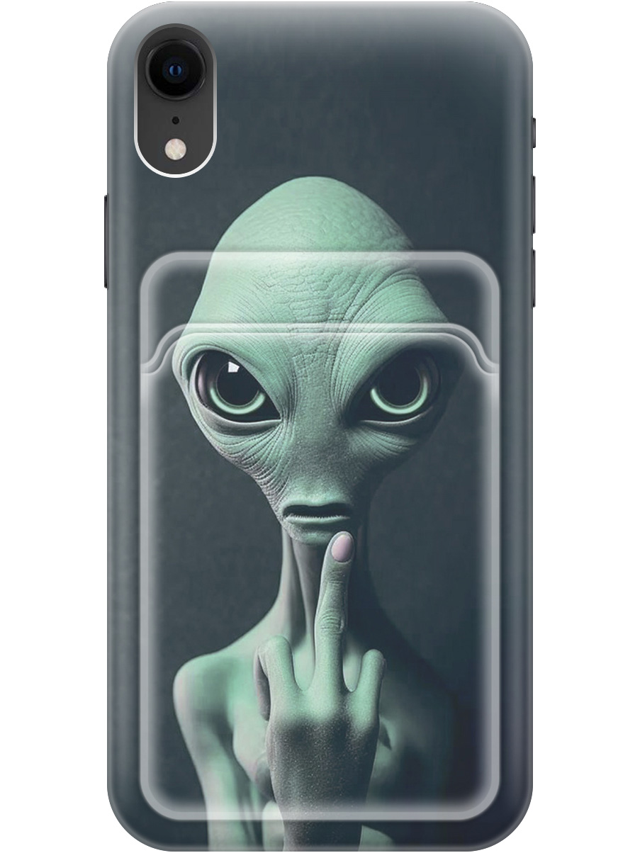 

Силиконовый чехол на Apple iPhone XR с рисунком "Инопланетянин", Зеленый;синий;черный, 20011980
