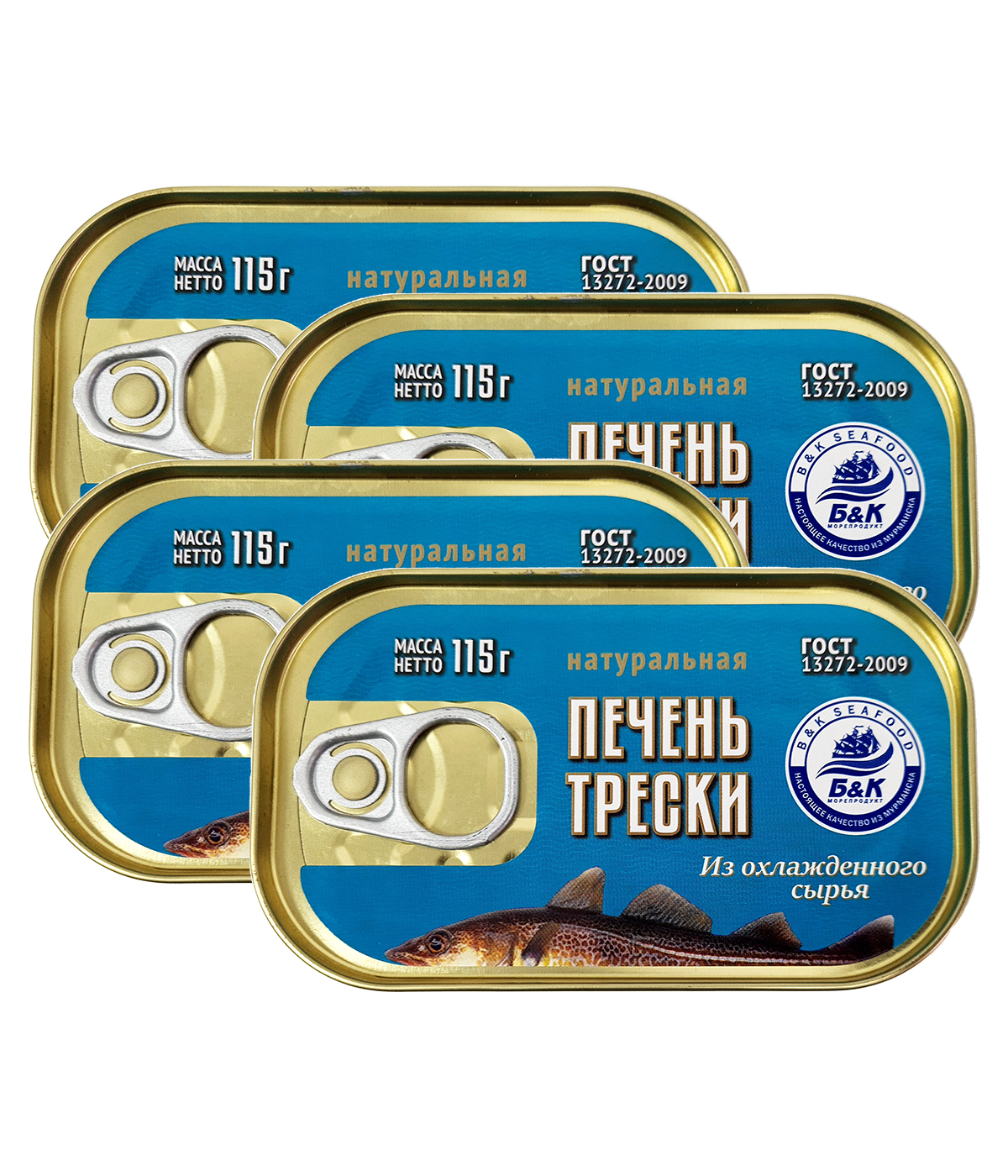 Печень трески атлантической, охлажденная, Боско-Морепродукт, 4 шт по 115 г