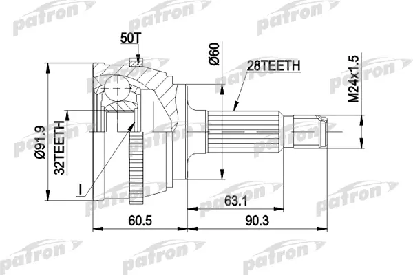 

ШРУС наружн к-кт 28x60x32 ABS:50T HONDA: ACCORD 2.0/2.0TD 96-98, ROVER: 620, 623 -94