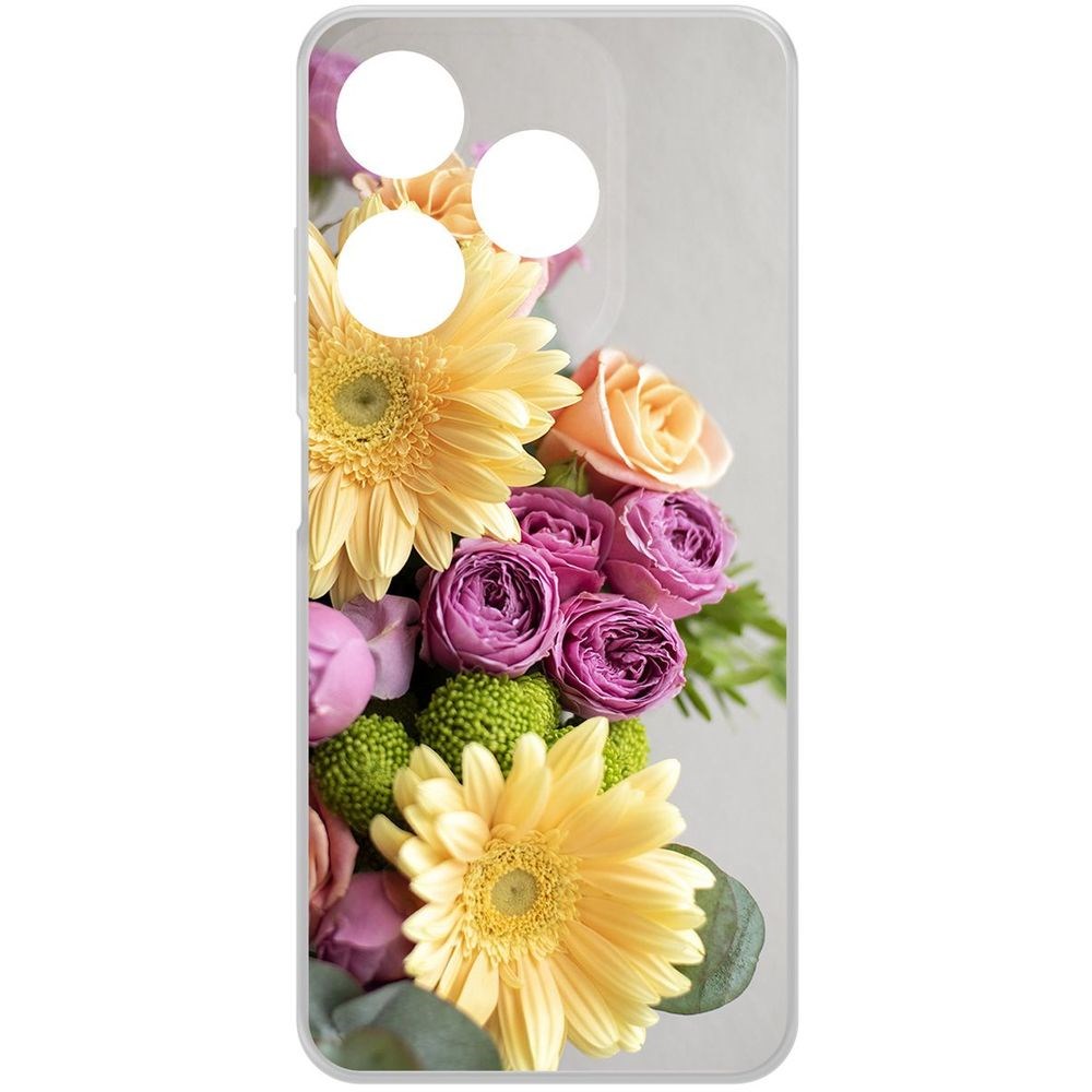 

Чехол-накладка Krutoff Clear Case Букет для TECNO Spark 10C, Прозрачный