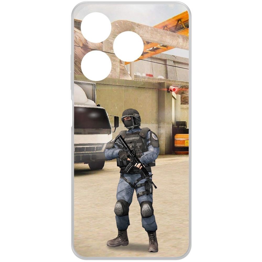 

Чехол-накладка Krutoff Clear Case Cтандофф 2 (Standoff 2) - GIGN для TECNO Spark 10, Прозрачный