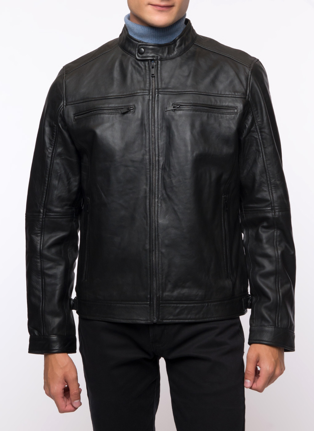Кожаная куртка мужская Каляев 62651 черная 58 RU