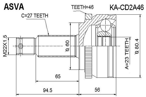 

Шрус Наружный 23X60x27 ASVA KACD2A46