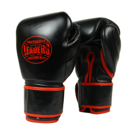 Боксерские перчатки Leaders черно-красные, 16 унций