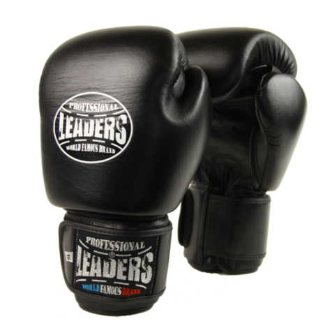 Боксерские перчатки Leaders черные, 12 унций