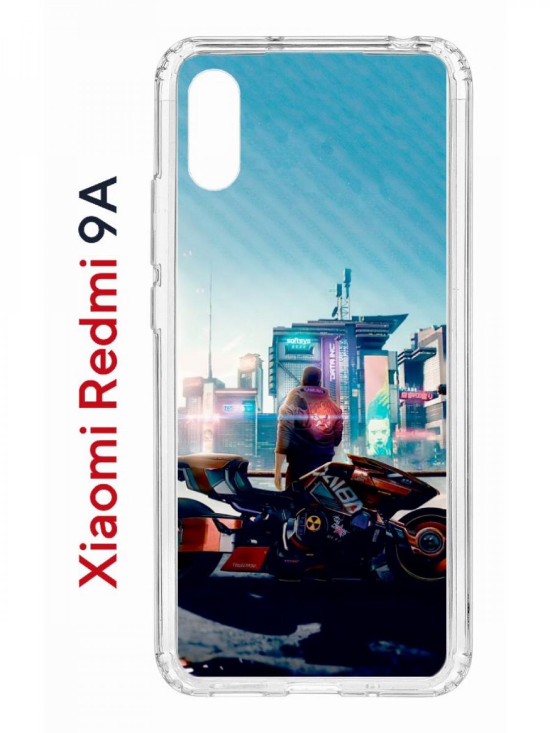 Чехол на Redmi 9A с принтом Kruche Print Киберпанк,противоударный бампер,с защитой камеры