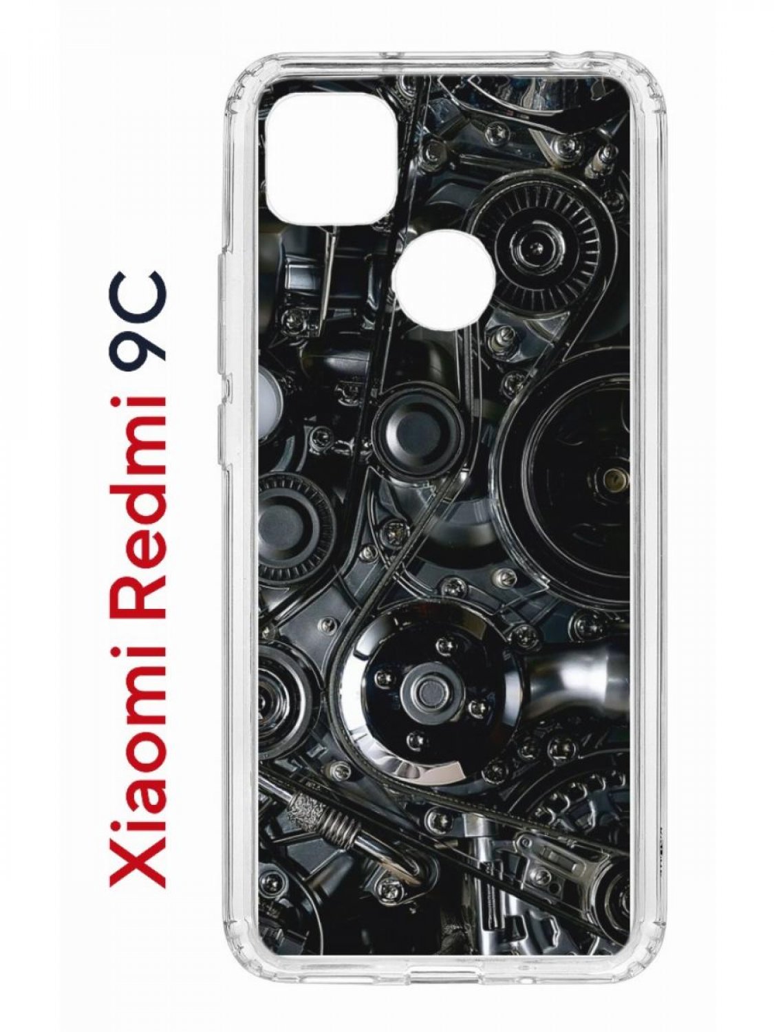 

Чехол на Redmi 9C с принтом Kruche Print Двигатель,противоударный бампер с защитой камеры, Прозрачный;черный;серый;белый, Ксиоми Редми 9с