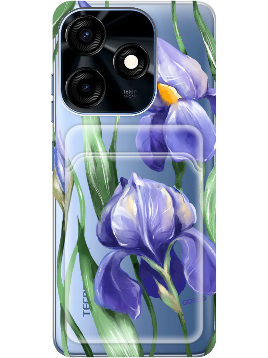 

Силиконовый чехол на Tecno Spark 10 / 10C с рисунком "Amazing Irises" прозрачный, Прозрачный;белый;синий, 20011965
